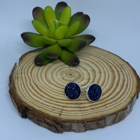 Sugar Druzy Multi Color Stainless Steel Earring Set - Picture 8 of 16